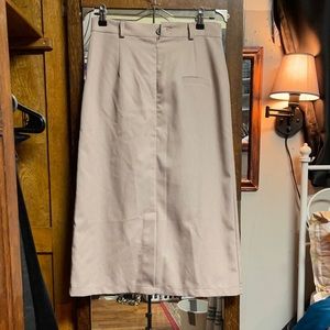 Straight tan knee length skirt